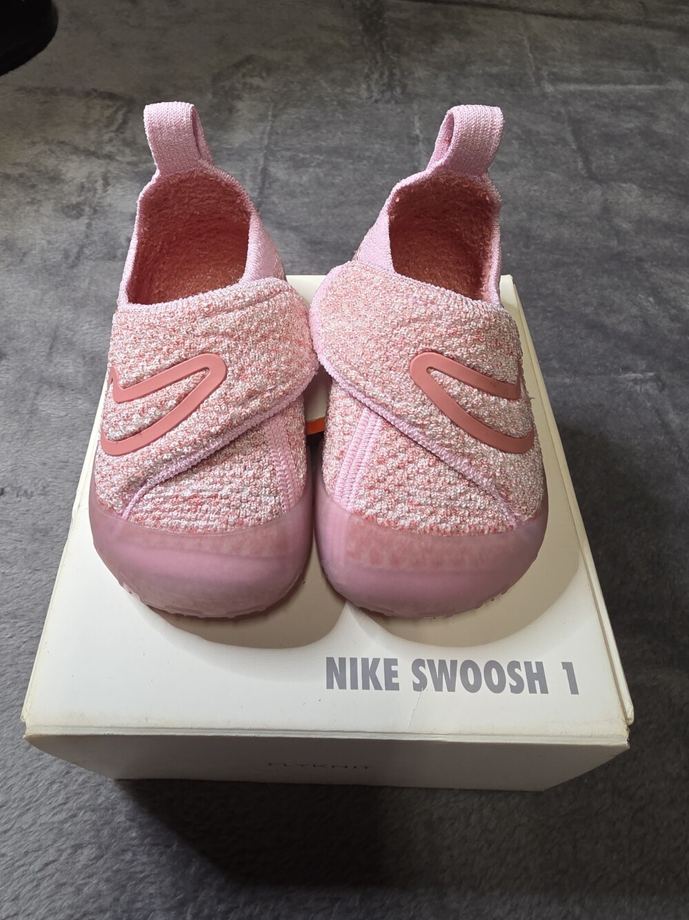 Nike Swoosh 1 Flyknit Shoes Baby Infant Size 4C Pink Foam Walker Flexible Sole